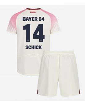 Billige Fotballdrakt Bayer Leverkusen Patrik Schick #14 Replika Bortedraktsett Barn 2025-26 Kortermet (med bukser)